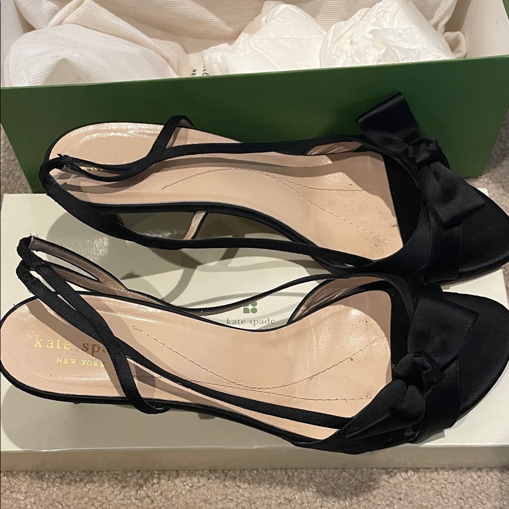 Kate Spade Black Satin Bow Heels